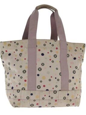 CHANEL Tote Bag Canvas Multicolor Gold CC Auth
